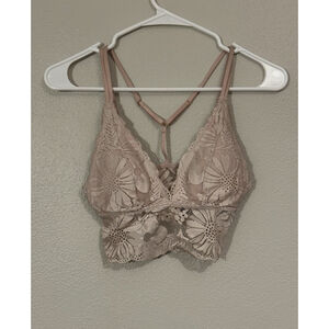 Womens Aerie Racerback Bralette Size XS Pink Lace